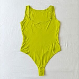 Lululemon Align Bodysuit Neon Yellow Green Square Neck Sleeveless Nulu Small 4-6